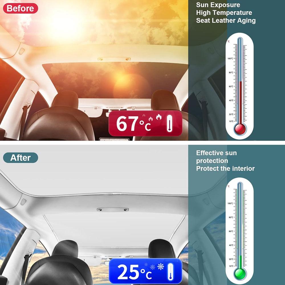 Roof Sunshades for Tesla Model Y 2025 Juniper Model 3 Sunroof Shade Sunshade Roof Sun Shade for 2024-2025 Tesla Model 3 HighlandWindshield Sunshades