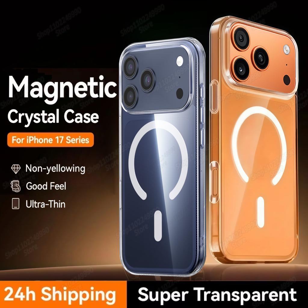 Прозрачный Мягкий Чехол Для Телефона Для iPhone 17 Pro Max Air 13 12 Mini 14 15 Plus 11 16 Pro Для Magsafe Беспроводной Зарядки Магнитная Крышка