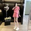 Женский летний вышитый спортивный костюм - Топ с коротким рукавом и зауженные брюки, модный комплект из двух предметов