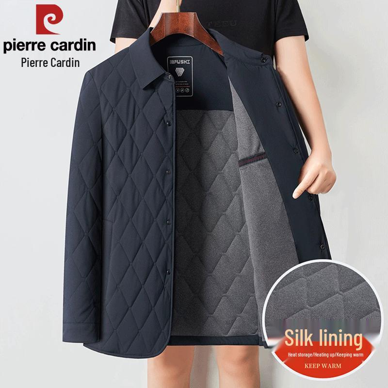 Pierre Cardin Мужская зимняя теплая куртка из смесовой шелковой ткани