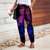 Women Pentagram Printing Pants Lace Up Elastic Waist Loose  Trousers Casual Long Pants Trousers with Pockets