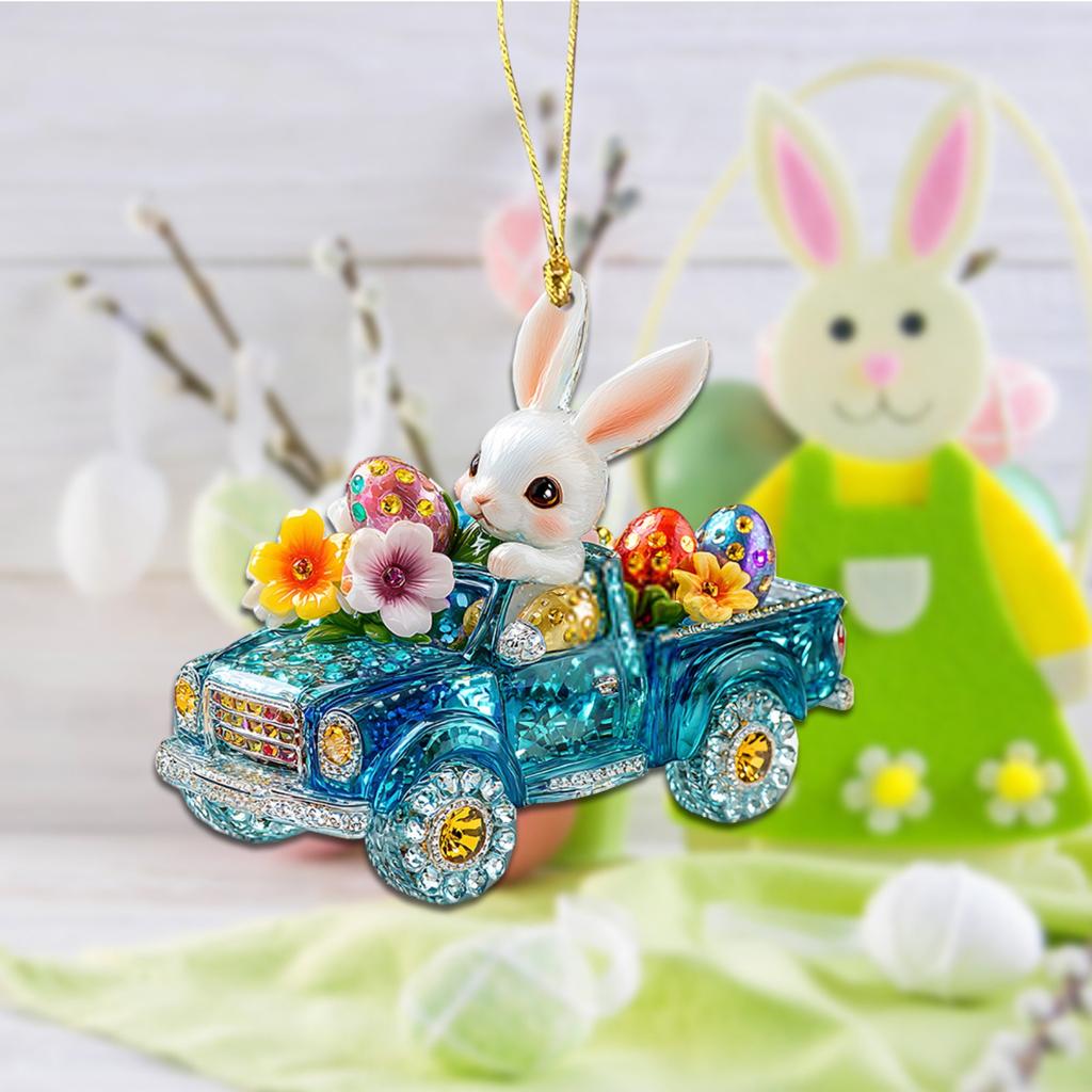 Пасхальный кролик 2D плоский акриловый брелок зеркало заднего вида автомобиля аксессуары рюкзак кулон