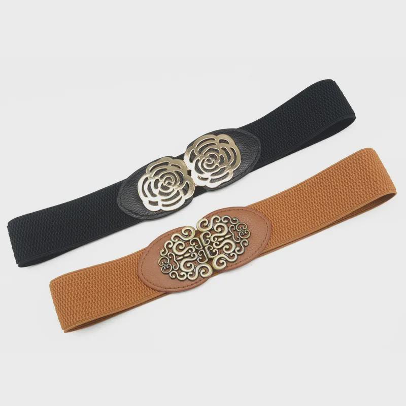 Корейский женский эластичный узкий пояс черного цвета - модный декоративный аксессуар для платья