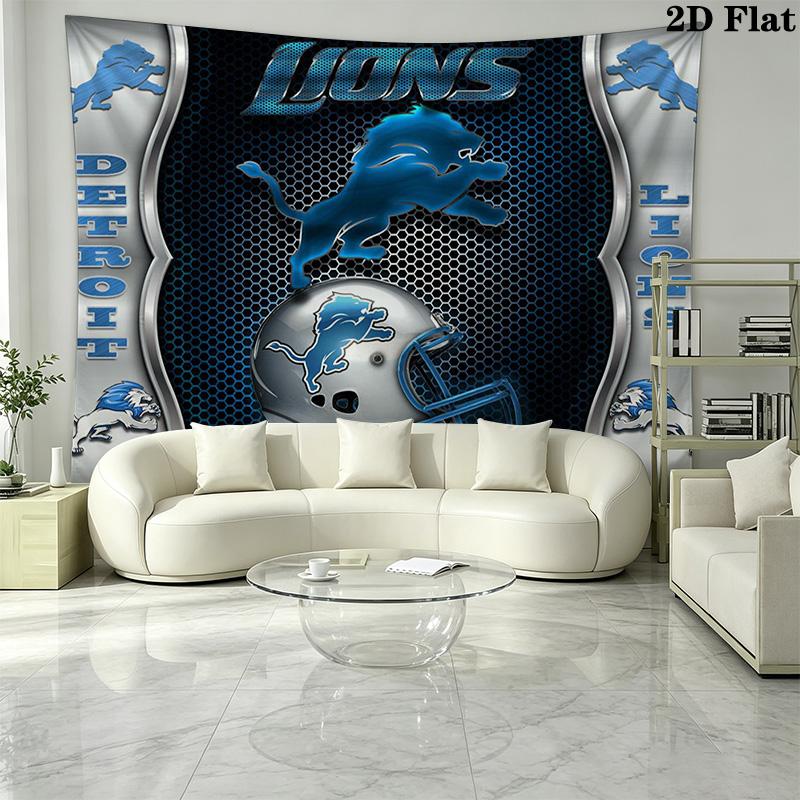 Detroit Lions Wall Tapestry Aesthetic Wall Hanging Printed Fabric Blanket Decorative Tapestries for Bedroom Living Room Home Decor