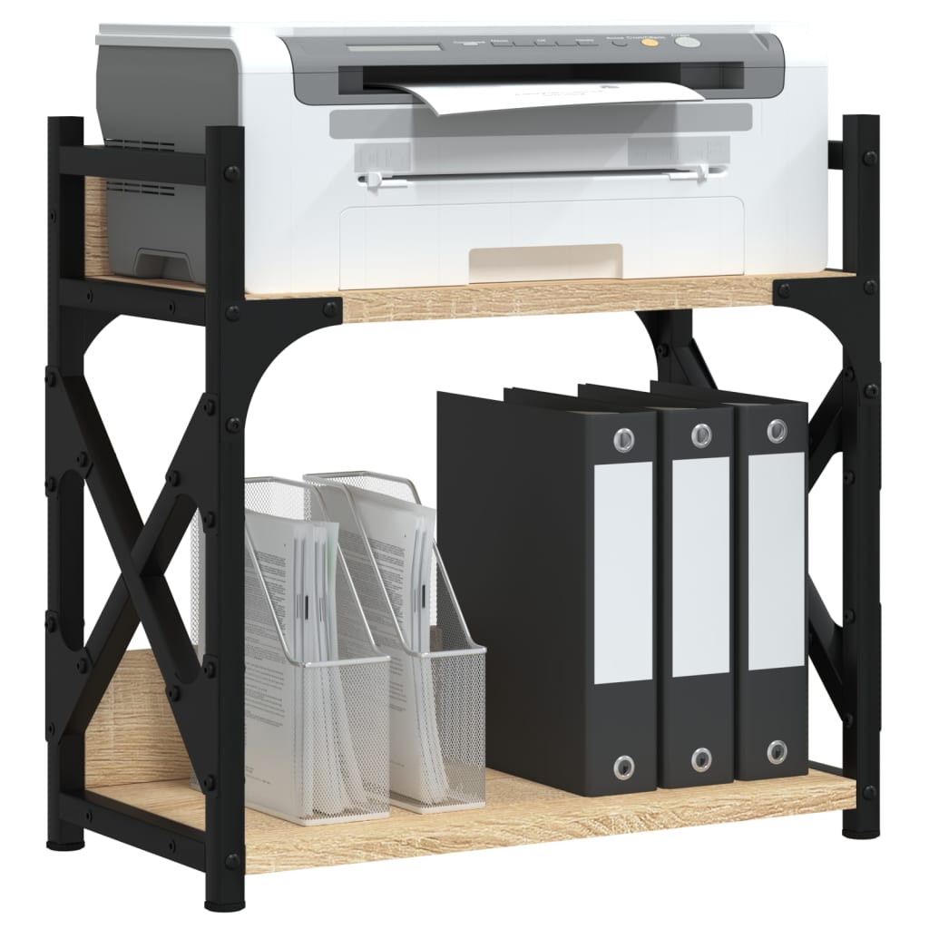 Printer Stand with 2 Shelves Sonoma Oak Finish 40 x 20 x 40 cm Engineered Wood