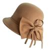 Elegant Female Chapeau Retro Casual Cap Wide Brim Pure Wool Felt Bowler Hat for Women Floppy Cloche
