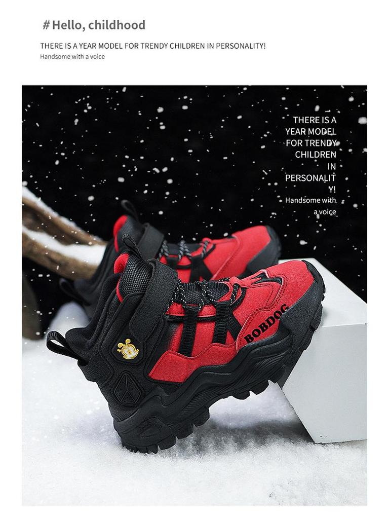 Детские зимние сноубутсы Babudou - Теплые на флисовой подкладке, Нескользящие, Водонепроницаемые уличные ботинки