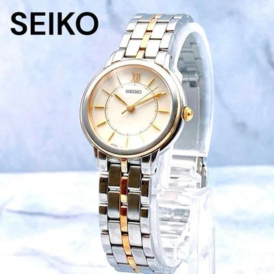 Б/у Рабочий предмет SEIKO Seiko женские часы комбинированный цвет Римский индекс нержавеющая сталь серебро золото белый винтаж