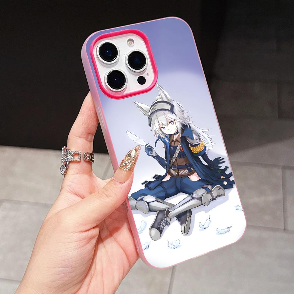Arknights Grani Jelly Двухслойный Чехол для Мобильного Телефона Розово-Красный для iPhone 17 16 15 14 13 12 11 Air Pro Max Plus Защитный
