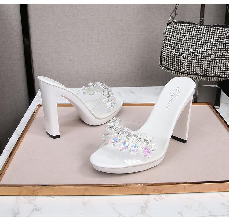 Woman Female Summer Korean Version Catwalk Model Shoes Sexy Black Waterproof Platform High-heeled Sandals 9053 Series 11cm Heel 2cm Platfrom LFD