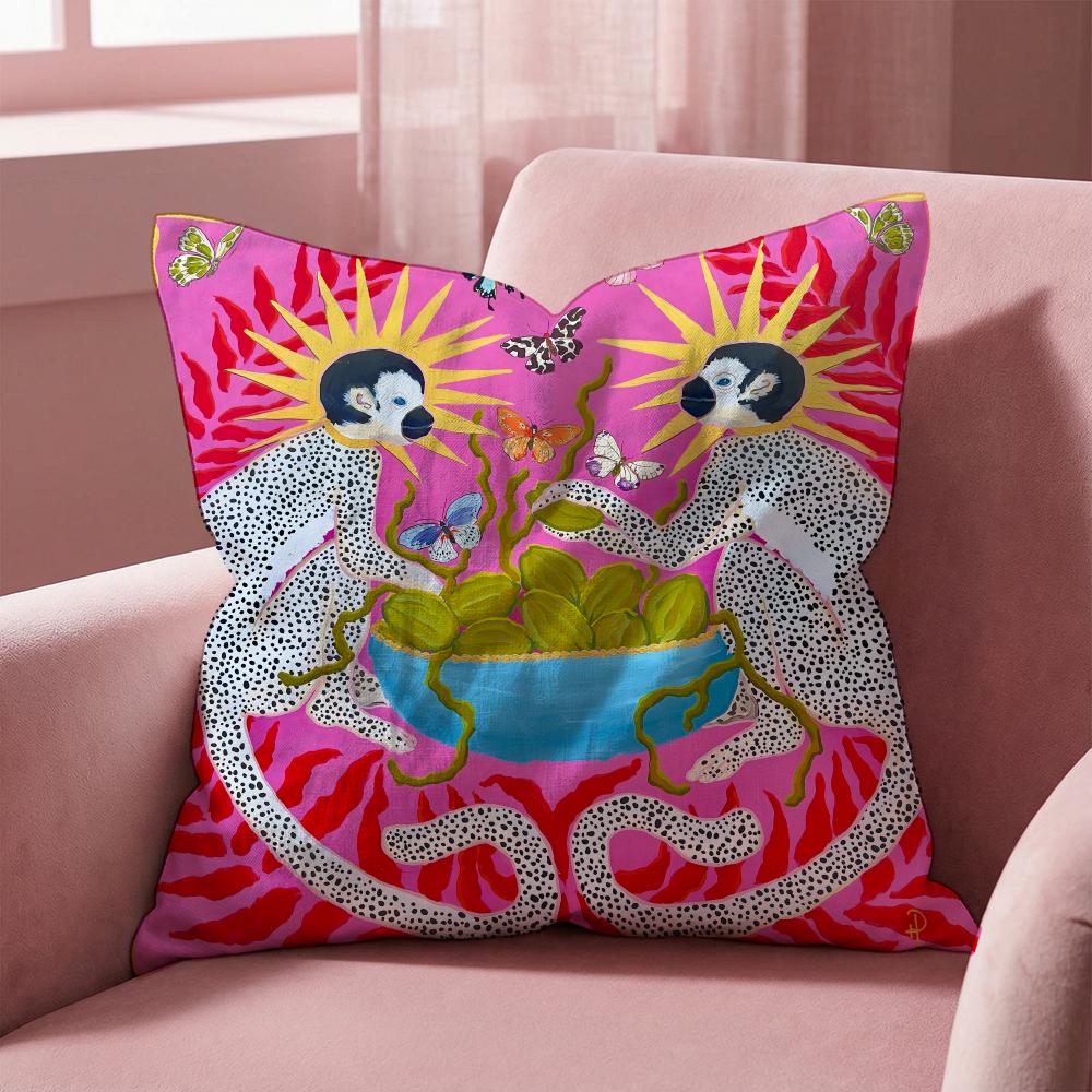 P-Paige G-Gemmel M-Monkey Cushion Cover Multi-Scene Pillow Cover for Home & Car - Reversible, Soft & Durable for Daily Use