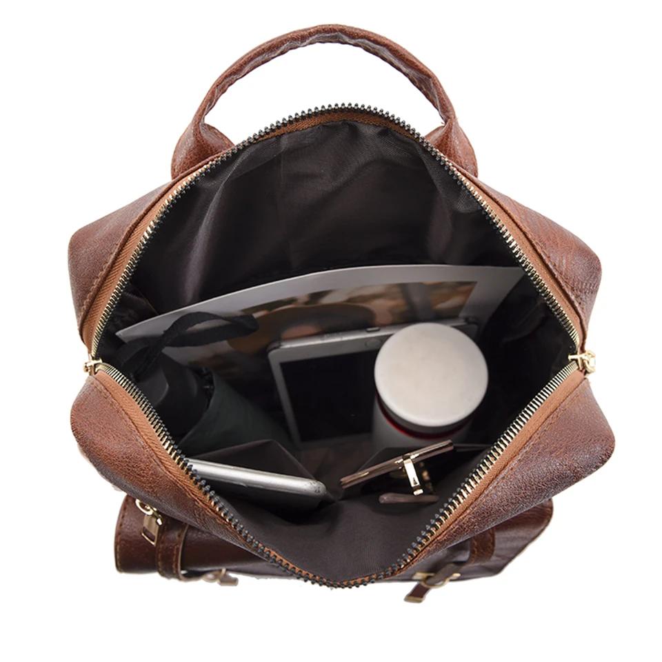 Большая вместительная винтажная кожаная сумка для женщин, дорожный рюкзак, модные школьные сумки для ежедневных поездок на работу