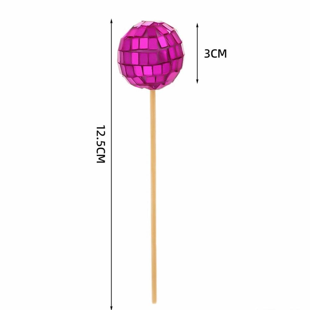 Retro Disco Ball Cake Toppers 70s 80s Style With Wooden Stick Cake Decoration Baking 3cm Cake Card Insert Wedding Decor Supplies