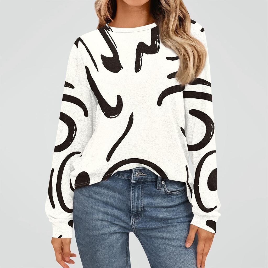 Women's Fashion Long Sleeve Shirts Loose Fitted Crewneck Basic Tops Casual Outfits