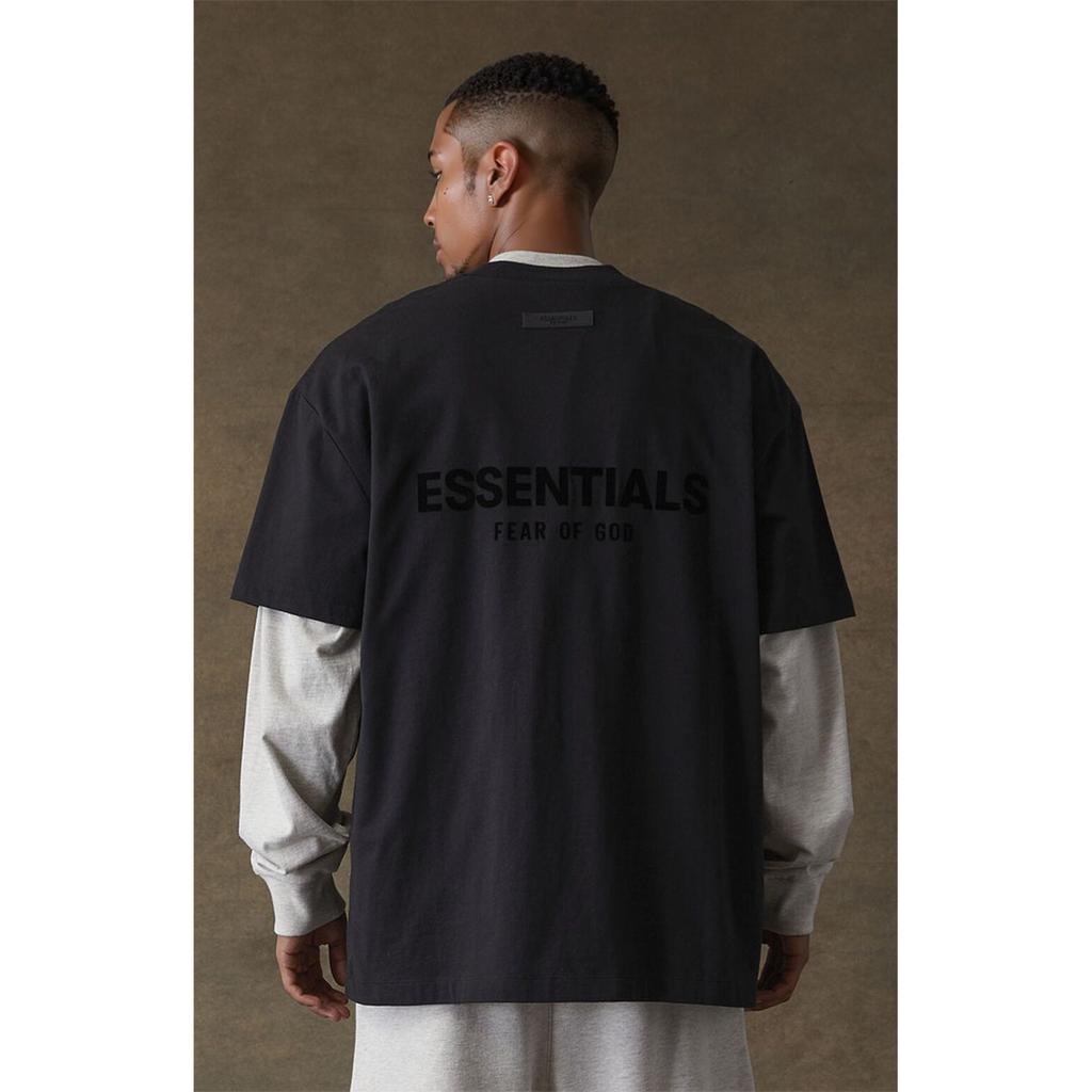 Fear of God Essentials Короткий рукав SS21 с логотипом, унисекс, черный FOG-SS21-629