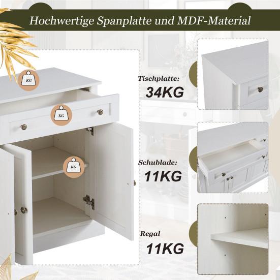 Large Sideboard with 4 Doors And 2 Drawers, Modern Buffet Cabinet for Dining Room and Living Room, 150 X 40 X 86cm