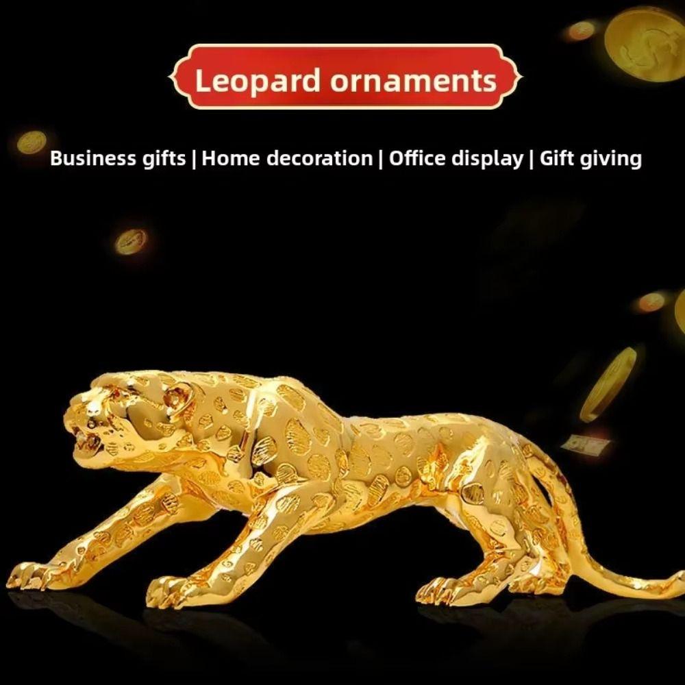 Lucky Animal Cheetah Small Statue Gold Brass Leopard Miniatures Vintage Leopard Figurines  Office