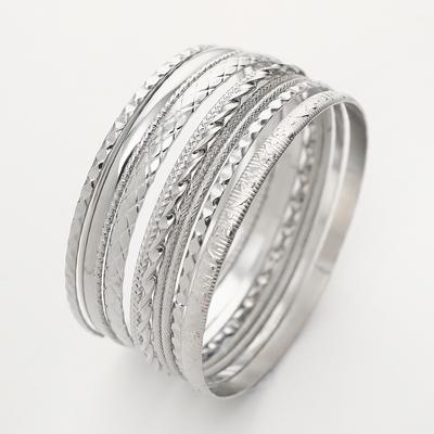 Модный женский простой и универсальный женский модный браслет для повседневной носки 10 шт./комплект резной текстурный браслет комбинированный простой золотой