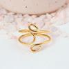 Sculptural Gold S-Curve Wire Ring: Wide, Adjustable Open-work Design, Perfect As a Bold Statement, Thumb, or Toe Ring.