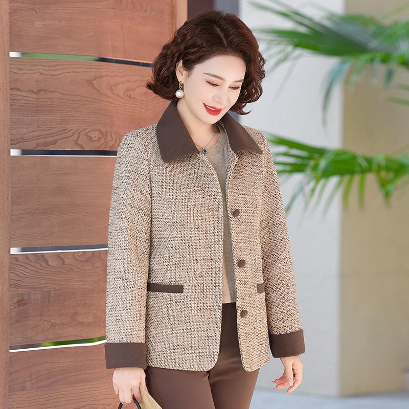 Весенняя куртка средней длины короткого стиля для пожилых женщин, весенне-осенний лацкан, женский топ