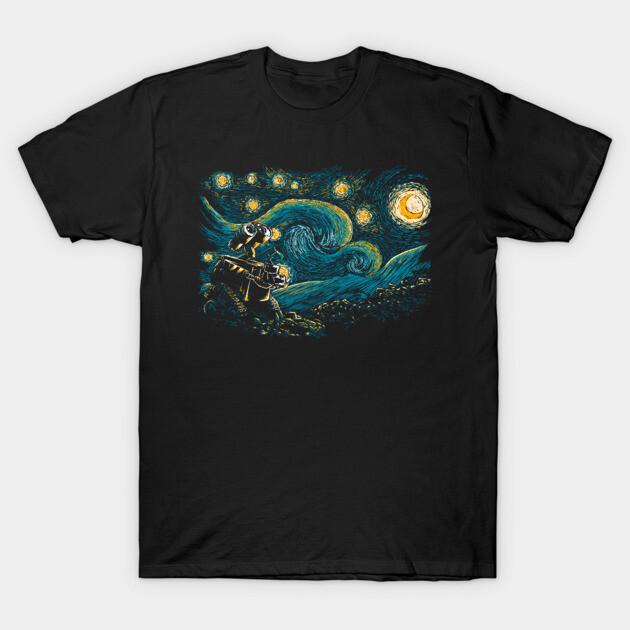 Asian Size Cotton Unisex Tshirt Print T-shirt Starry Robot T-shirt No-Cut Print Regular Fit