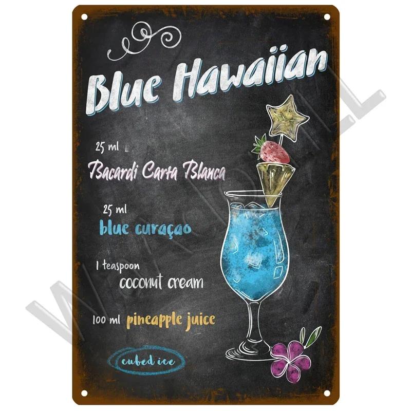 Metal Sign Vintage Tin Signs Retro Decorations Gin & Tonic Cocktail Plate Decorative Poster Plaque Bar Kitchen Home Wall Decor