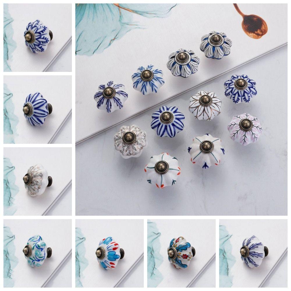 Несколько цветов Винтажная дверная ручка Одно отверстие Мебельная ручка Ручка-тыква Ручка для ящика