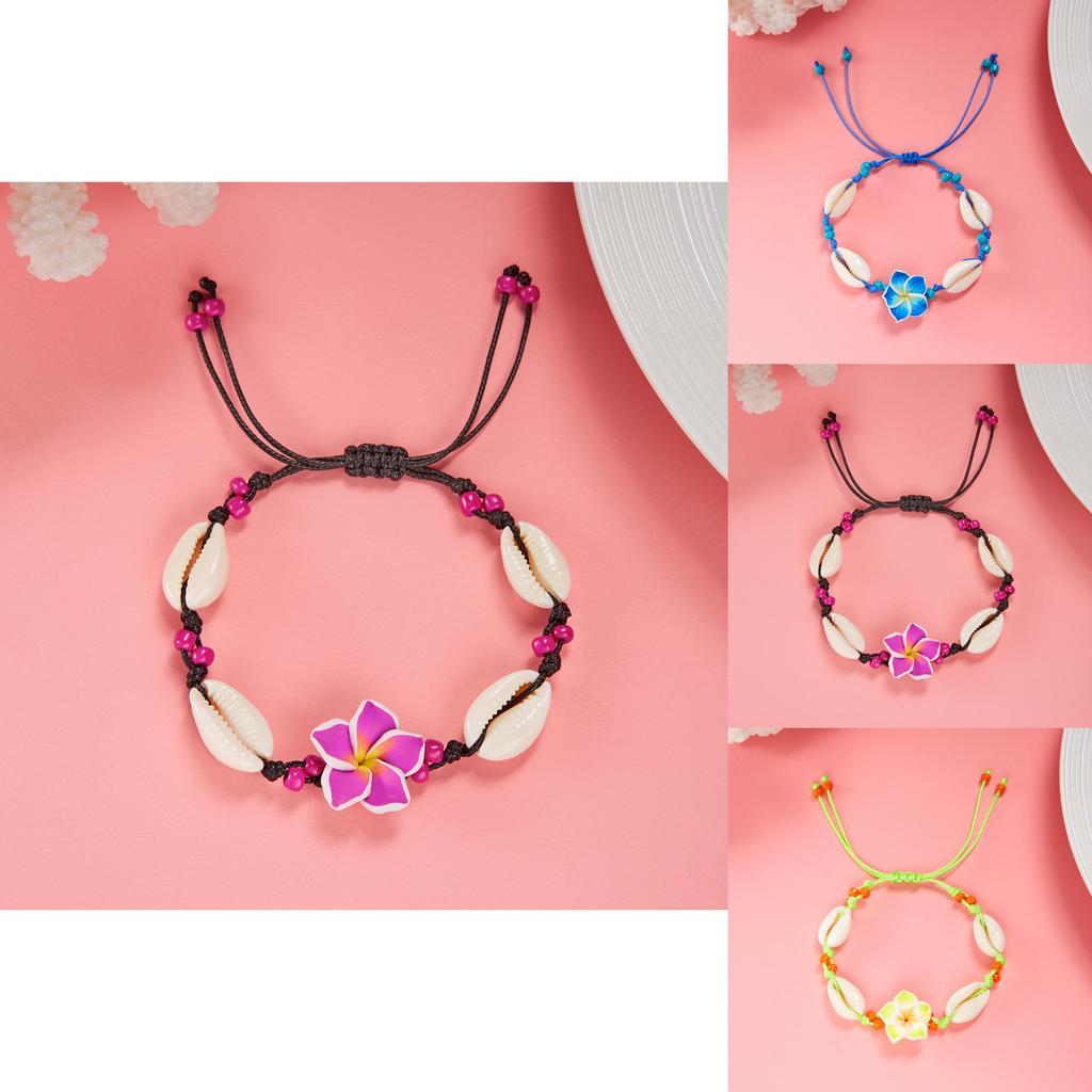 Summer Fashion Handmade Flower Bead Anklet With Adjustable Woven Design For Women