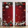 2 шт. Праздничные рождественские шторы с золотыми и красными сосновыми листьями, карманные, полупрозрачные, для гостиной, кухни, спальни