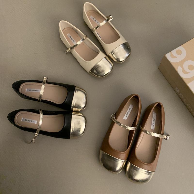 Модные 2024 новые женские туфли на плоской подошве, модные женские балетки с круглым носком и мелкой пряжкой, модельные балетки на мягкой плоской подошве