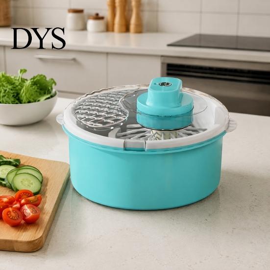 Home Kitchen Prep Accessory Multifunctional Salad Spinner, Electric/Manual Vegetable Washer, 360-Degree Rotation Drainer, Berry And Herb Cleaner