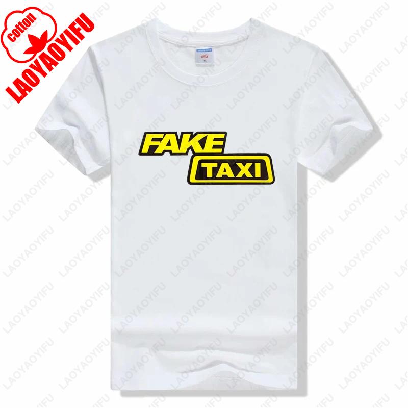 Mens Cotton Tshirt Fake Taxi Tshirt Crew Neck Short Sleeved Casual Letterprint Tshirt Summer Simple Classic Style Tops