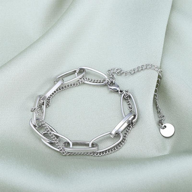 Двойной браслет из титановой стали с цепочкой, женские украшения, цветные браслеты, аксессуары