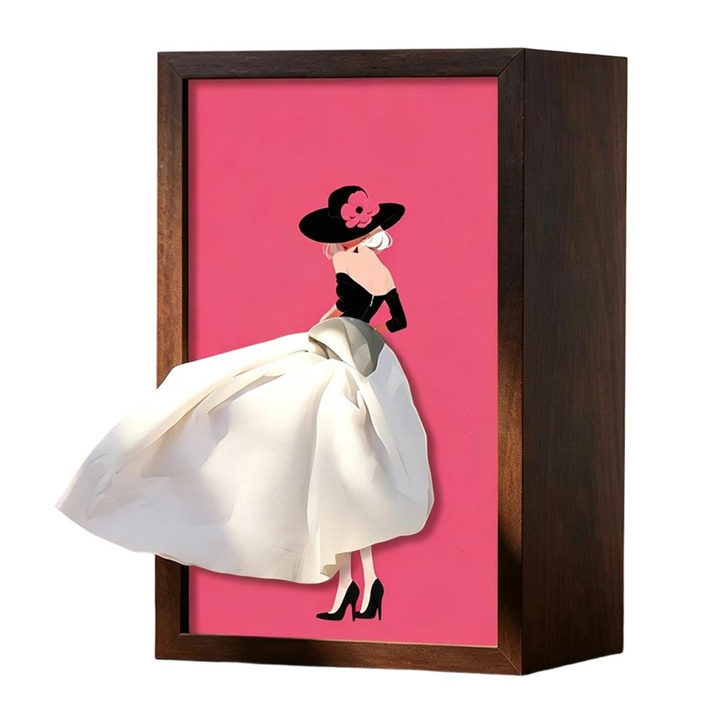 Ballet Girl Art Decorative Tissue Holder Lady Dress Design Tissue Box Wood Tissue Case for Office Countertops Living Room