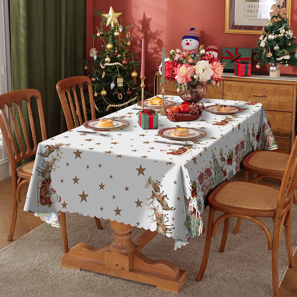 Скатерть 1шт водонепроницаемая и жиростойкая обеденная столовая обитая полиэфирной тканью