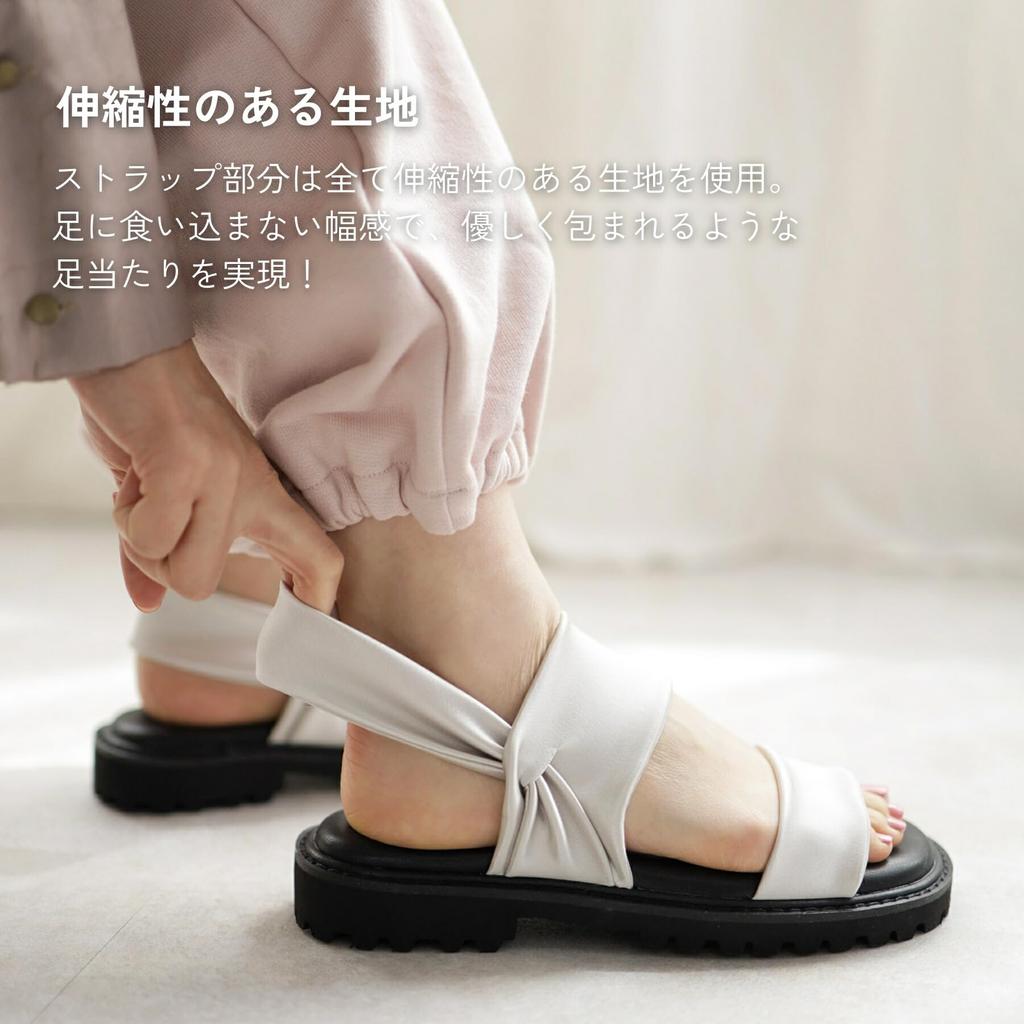 Легкие сандалии на платформе из эластичного атласа для женщин [Sest], (22,5 см), Черный, dts4109-BLK-S