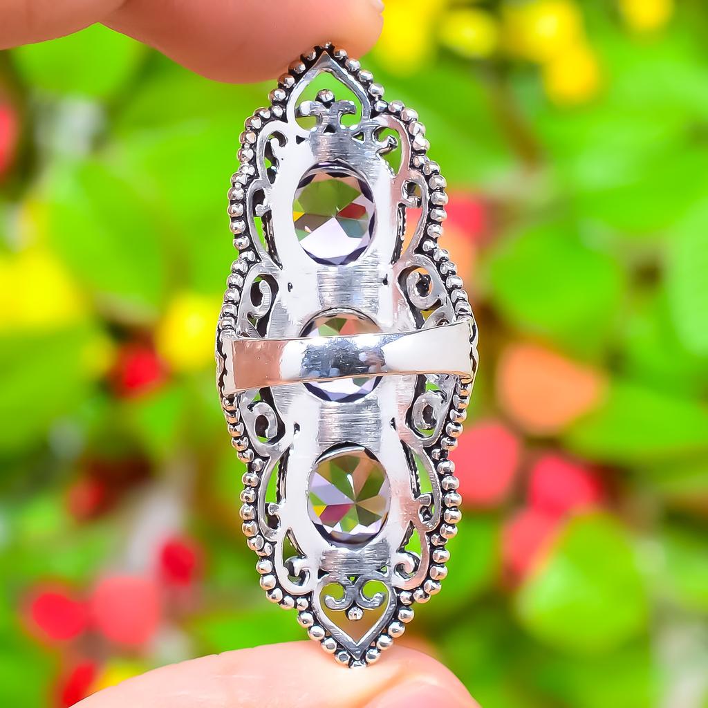 Amethyst Gemstone Handmade 925 Sterling Silver Jewelry Ring Size 6.5 U6t51