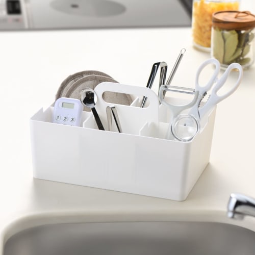 JEJ Astage Storage Box, Desk Tote, Stackable Desk Organizer, Made in Japan, White, 26cm W x 18.8cm D x 14.5cm H