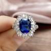 Великолепное женское кольцо с кубическим цирконием темно-синего цвета, свадебные помолвочные аксессуары, серия, золотой цвет/серебряный цвет, роскошные украшения