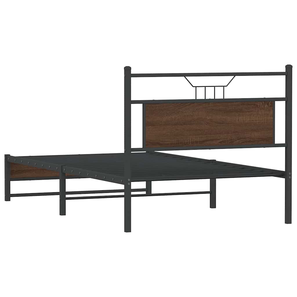 Bed Frame without Mattress Brown Oak Effect 100 x 200 cm Engineered Wood