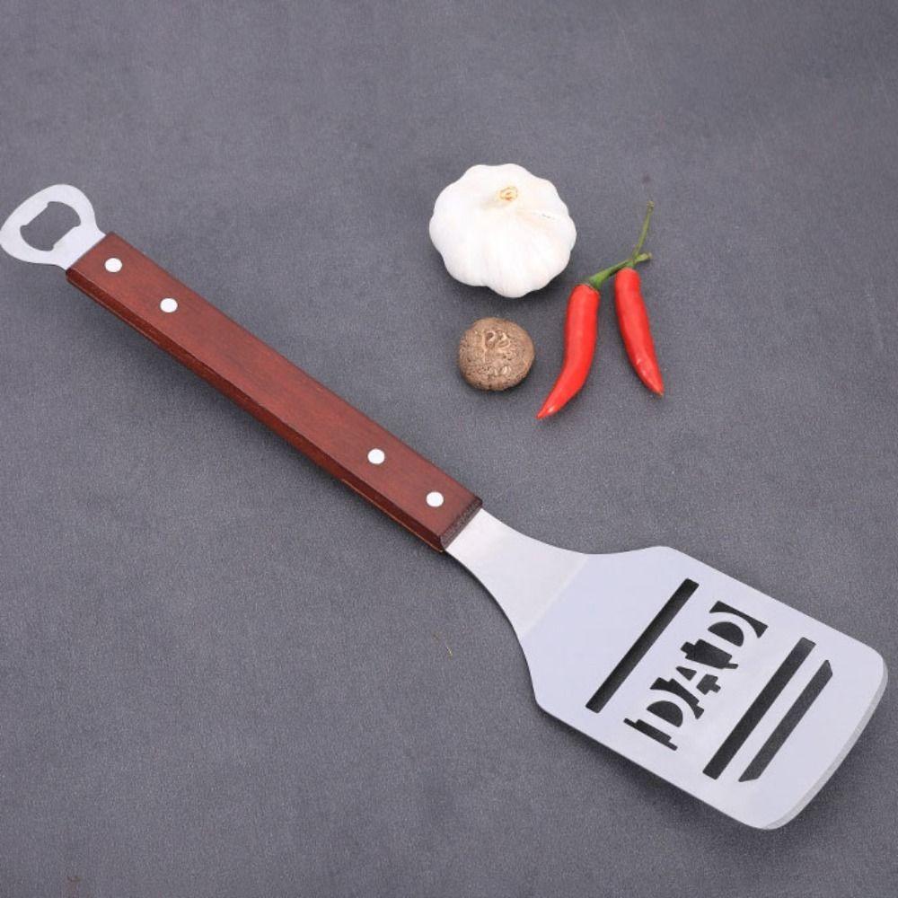 Stainless Steel Barbecue Shovel 2 in 1 Pancake Scraper Grill Accessories Steak Turner  Outdoor