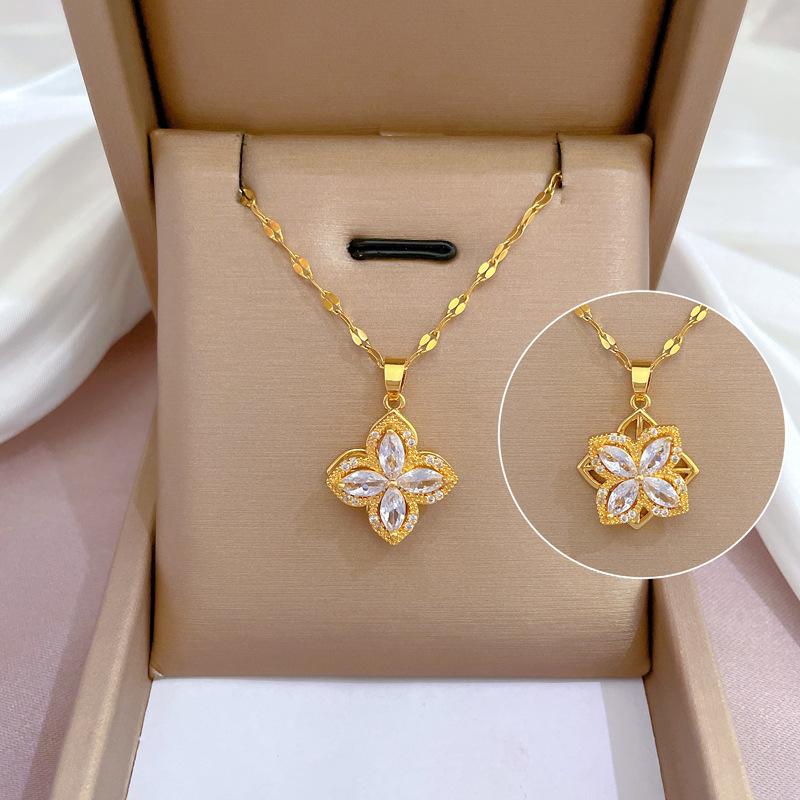 Light Luxury Rotating Flower Zircon Light Luxury Design Versatile Korean Style Niche Design Live Necklace
