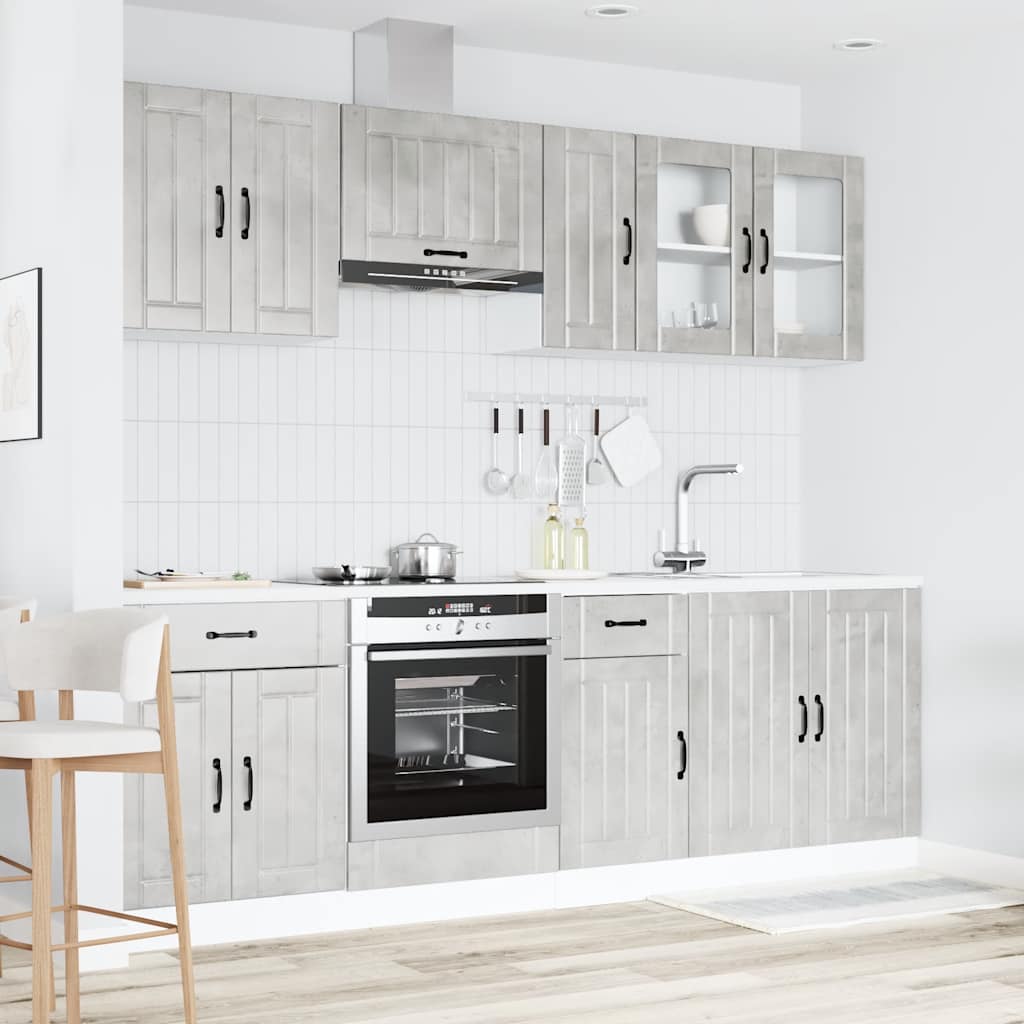 8 Piece Kitchen Cabinet Set Lucca Concrete Grey Wood Based Material