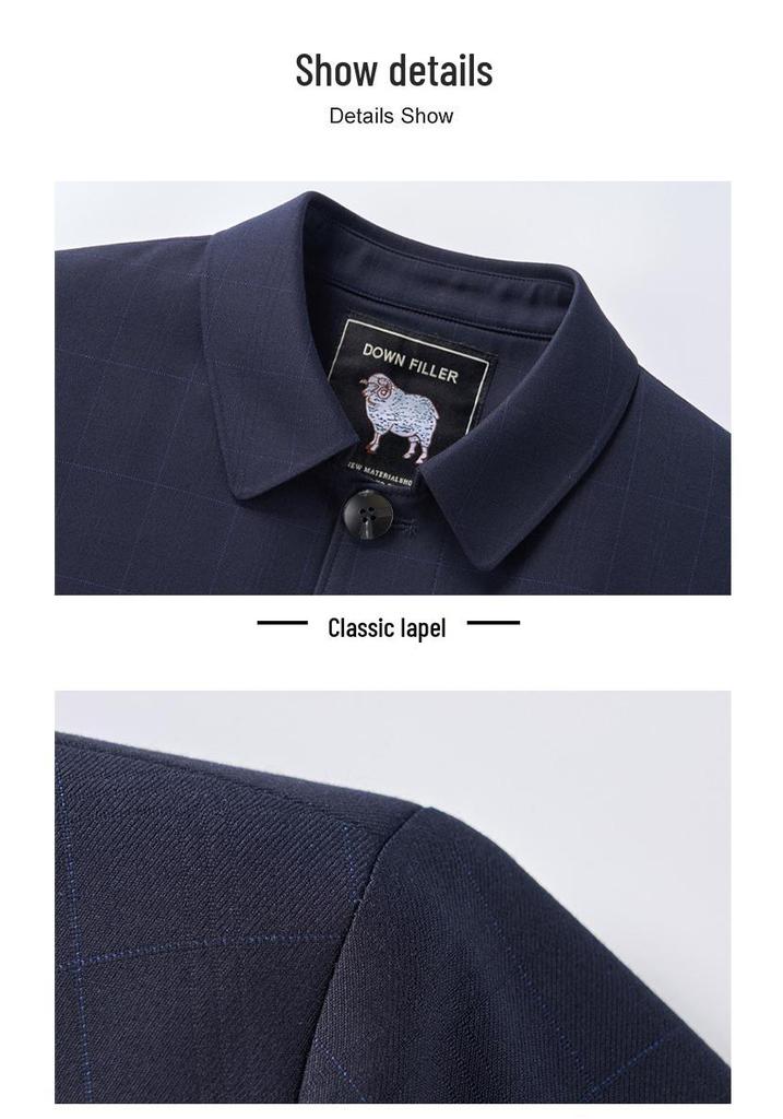 Мужская осенняя клетчатая куртка с лацканами - Business Casual для среднего и пожилого возраста