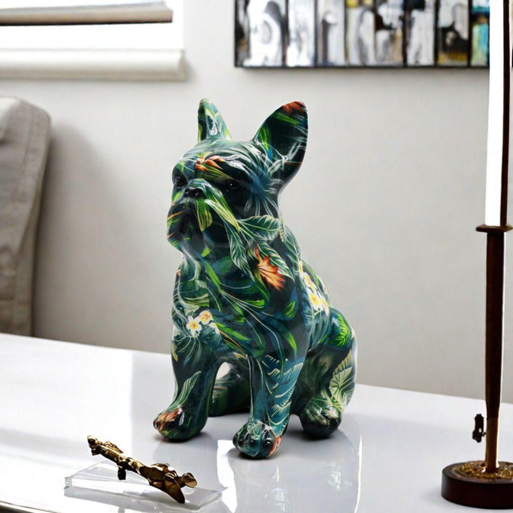 Kawaii Graffiti French Bulldog Statue Cartoon Colorful Dog Statue  Home