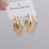 Двойные слои C-образной сетки CZ Crystal Gold Color гладкие металлические серьги-подвески для женщин минимализм гипербола модные украшения для вечеринок