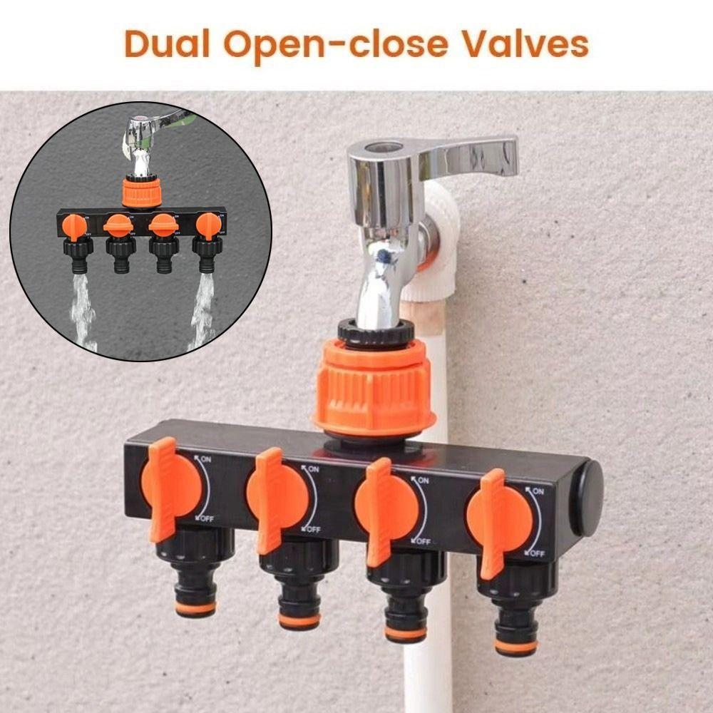 4-Way Independent Garden Hose Splitter With Valve Water Switch Hose Connector Splitter 4-Way Faucet Diverter