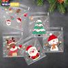 100 шт. 10X10 см Рождественские пакеты для угощений Санта Клаус Печенье Конфеты Пакет Самоклеящийся Подарочный пакет Домашние Рождественские украшения Детские подарки