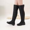 Krazing Pot PU Down Fiber Tarpaulin Autumn Winter Shoes Med Heels Size 44 Wedges Super Size Snow Boots Round Toe Keep Warm Knee Boots