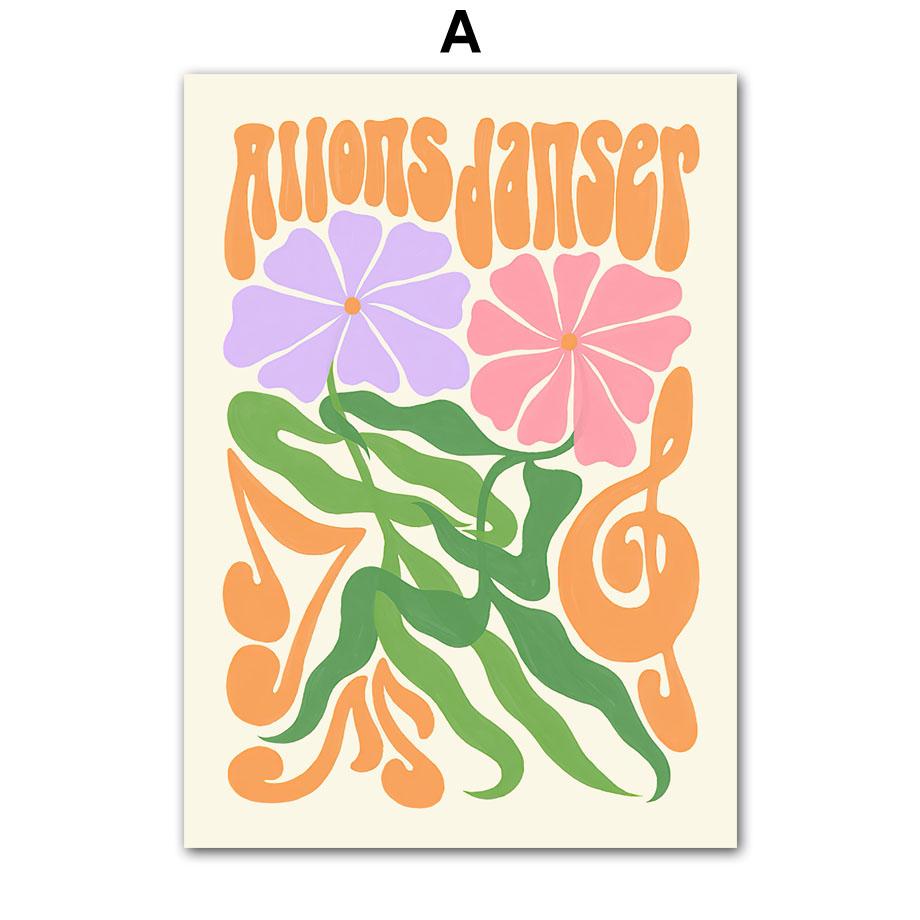 Пастельные цветы Солнце Волны Коктейль Минимализм Настенная живопись Холст Картина Скандинавские постеры и принты Настенные картины Декор гостиной